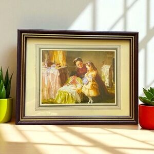 Vintage print of a Victorian painting, “An Introduction”,by Emily Crawford,small